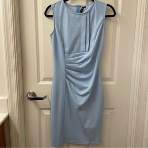 Light Blue Sleeveless Ruffle Cocktail Pencil Dress